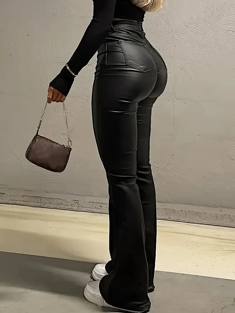 Slim Flared Leather Pants